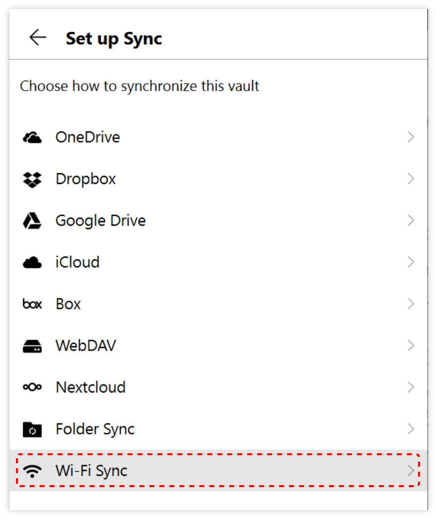 Wi-Fi sync setup in windows